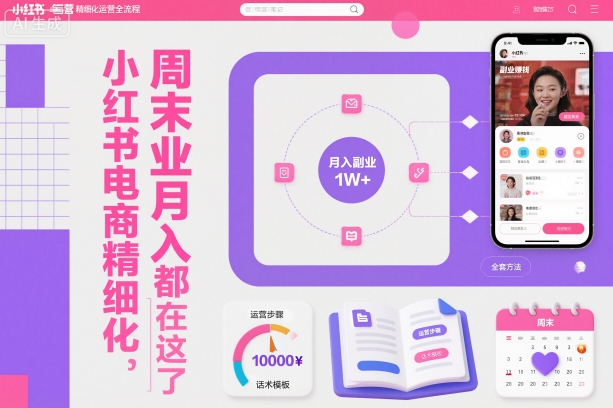 小红书电商精细化运营全流程，周末副业月入1W+，全套方法都在这了-董叔项目网