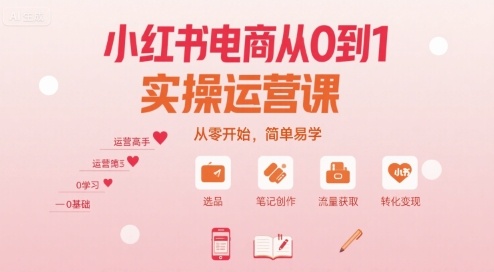 小红书电商从0到1实操运营课,从零开始,简单易学-董叔项目网