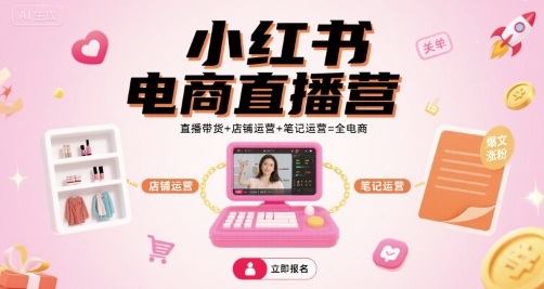 小红书电商直播营，直播带货+店铺运营+笔记运营=全电商-董叔项目网