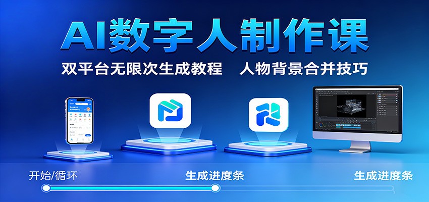 AI数字人制作课：双平台无限次生成教程，人物背景合并技巧-董叔项目网