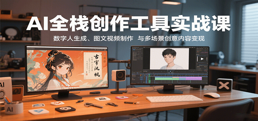 AI全栈创作工具实战课：数字人生成、图文视频制作与多场景创意内容变现-董叔项目网