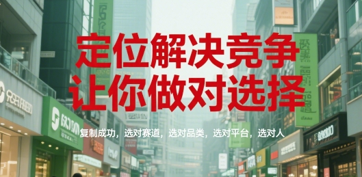 定位解决竞争,让你做对选择,复制成功,选对赛道,选对品类,选对平台,选对人-董叔项目网