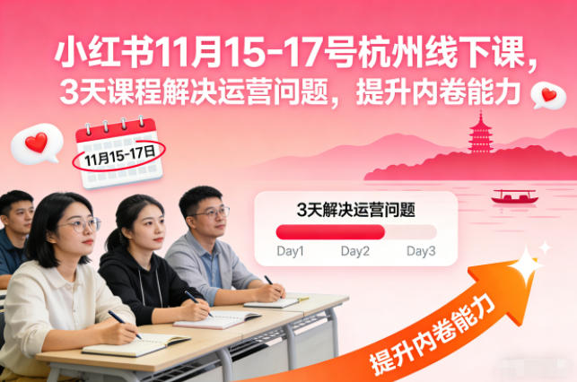 小红书11月15-17号杭州线下课,3天课程解决运营问题,提升内卷能力【音频+PPT图片】-董叔项目网