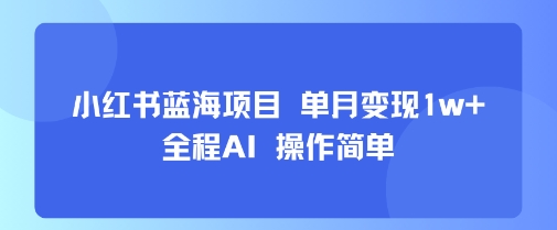 小红书蓝海项目 单月变现1w+ 全程AI 操作简单-董叔项目网