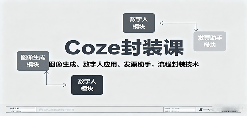 Coze封装课，图像生成、数字人应用、发票助手，流程封装技术-董叔项目网