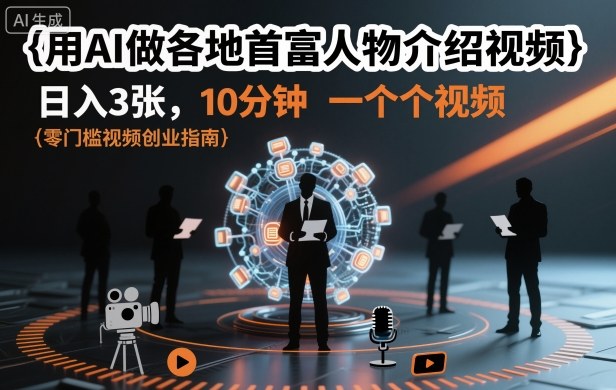 用AI做各地首富人物介绍视频，日入3张，10分钟一个视频-董叔项目网