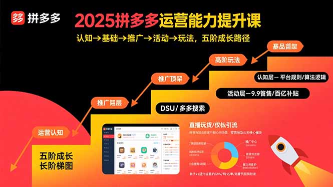 2025拼多多运营能力提升课：认知→基础→推广→活动→玩法，五阶成长路径-董叔项目网