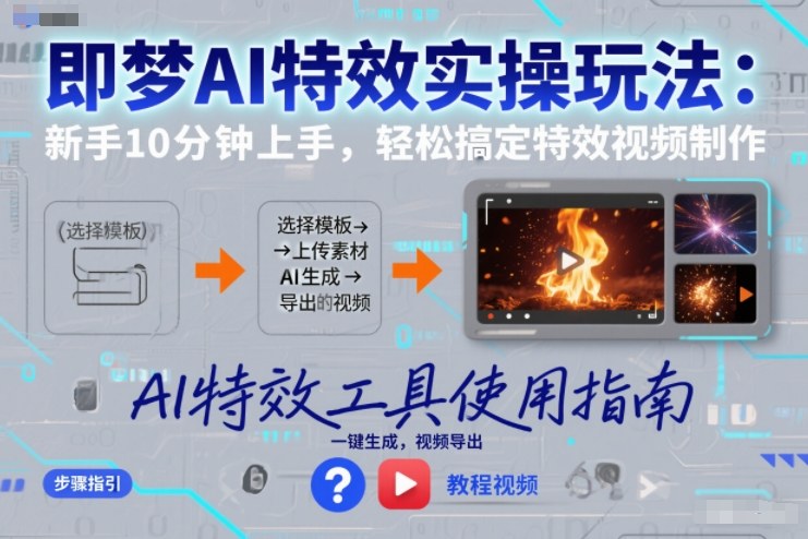 即梦AI特效实操玩法：新手10分钟上手，轻松搞定特效视频制作-董叔项目网