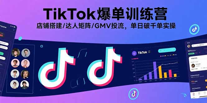 TikTok爆单训练营，店铺搭建/达人矩阵/GMV投流，单日破千单实操-董叔项目网