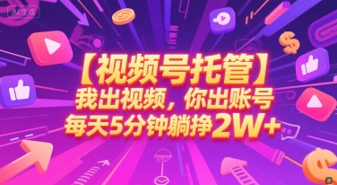 【视频号托管 】我出视频,你出账号,每天5分钟发布,最高躺挣2W+【揭秘】-董叔项目网