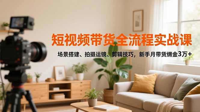 短视频带货全流程实战课,场景搭建、拍摄运镜、剪辑技巧,新手月带货佣金3万+-董叔项目网