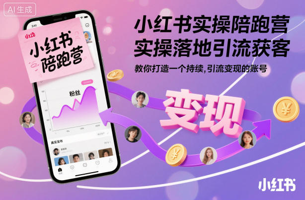 小红书实操陪跑营，实操落地引流获客，教你打造一个持续引流变现的账号-董叔项目网