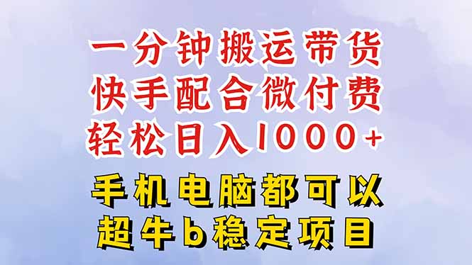 快手黑科技一分钟搬运带货，一刀不剪过原创，微付费投流玩法，轻松日入...-董叔项目网