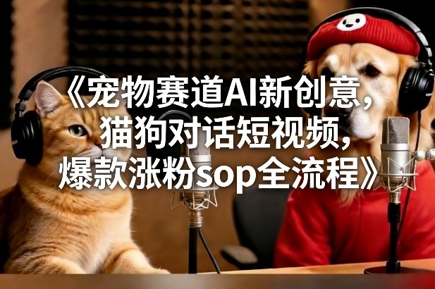 宠物赛道AI新创意,猫狗对话短视频,爆款涨粉sop全流程-董叔项目网