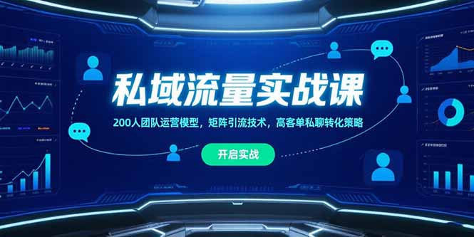 私域流量实战课，200人团队运营模型，矩阵引流技术，高客单私聊转化策略-董叔项目网