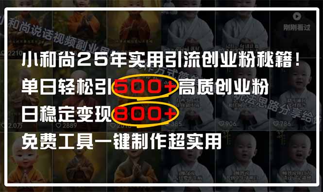 小和尚2025年实用引流秘籍！单日轻松引500+高质量创业粉，日变现800+，...-董叔项目网