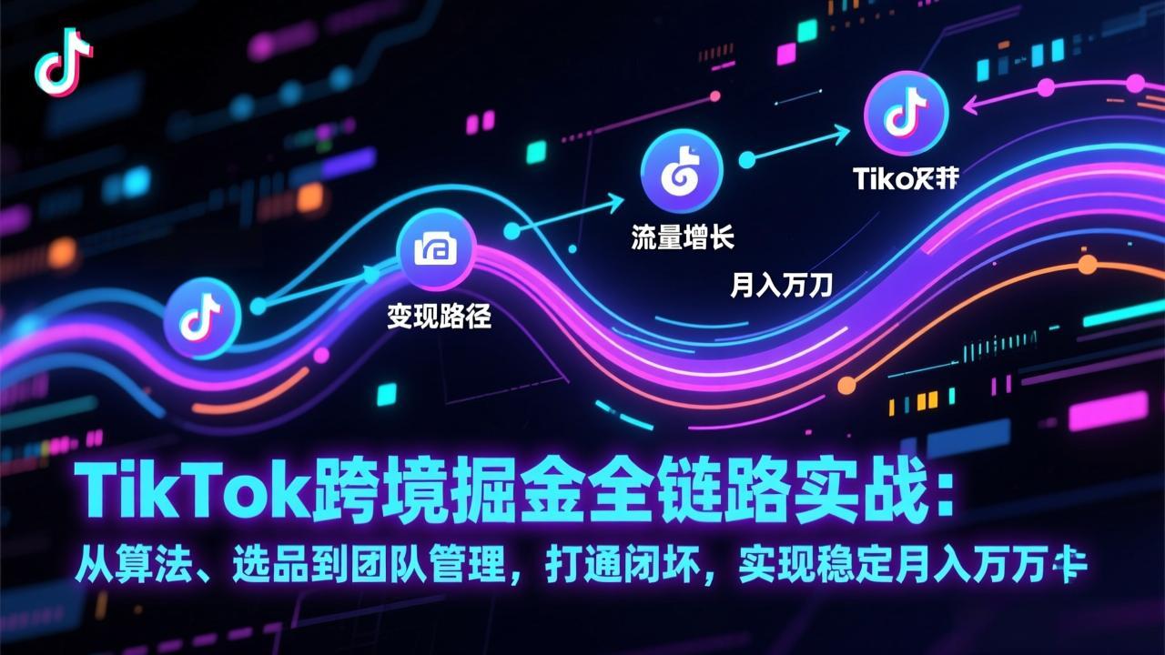 TikTok跨境掘金全链路实战：从算法、选品到团队管理，打通闭环，实现稳定月入万刀-董叔项目网