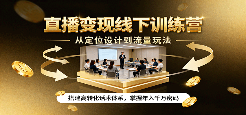 直播变现线下训练营，从定位设计到流量玩法，搭建高转化话术体系，掌握年入千万密码-董叔项目网