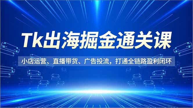 Tk出海掘金通关课,小店运营、直播带货、广告投流,打通全链路盈利闭环-董叔项目网