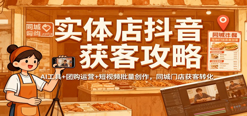 实体店抖音获客攻略:AI工具+团购运营+短视频批量创作,同城门店获客转化-董叔项目网