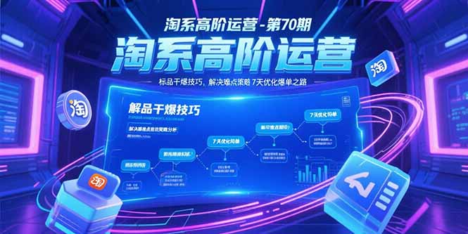 淘系高阶运营-第70期，标品干爆技巧，解决难点策略，大佬操盘方法-董叔项目网