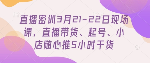 直播密训3月21~22日现场课,直播带货、起号、小店随心推5小时干货-董叔项目网