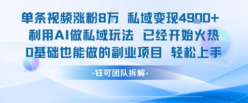 单条视频私域变现4.9k+利用AI做私域玩法 已经开始火热0基础也能做的副业项目轻松上手-董叔项目网