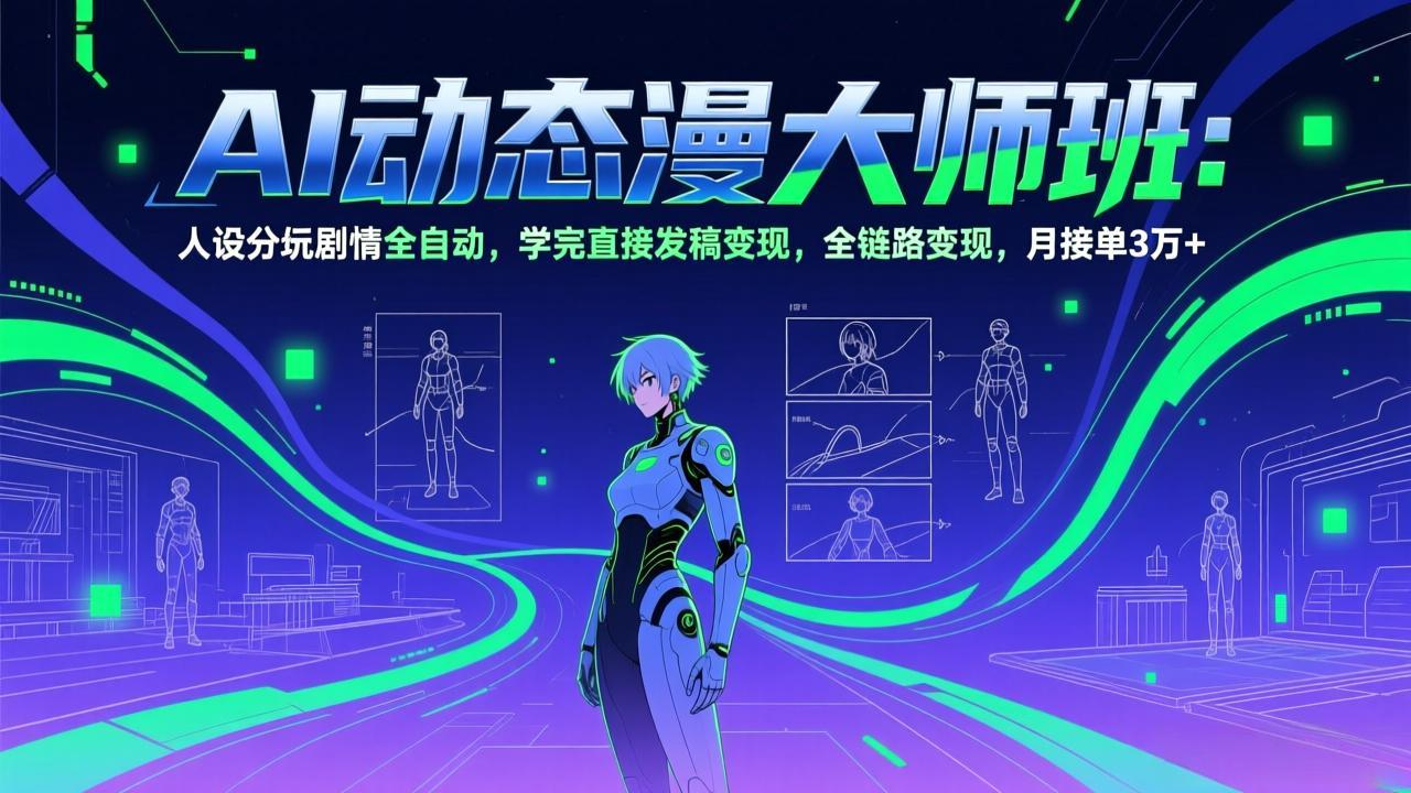 AI动态漫剧大师班：人设分镜剧情全自动，学完直接发稿变现，全链路变现，月接单3万+-董叔项目网
