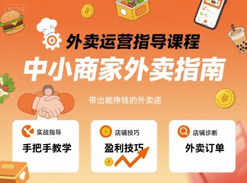外卖运营指导课程，中小商家外卖指南，手把手带出能挣钱的外卖店-董叔项目网