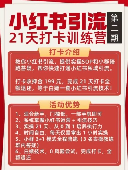 小红书引流21天打卡训练营第二期,助你快速打通小红书私域引流打粉-董叔项目网