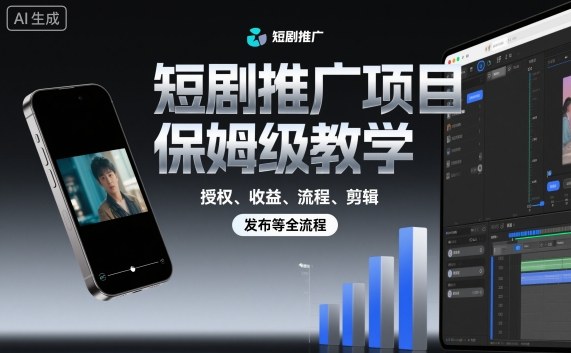 短剧推广项目保姆级教学,授权、收益、流程、剪辑,发布等全流程-董叔项目网