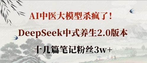 AI中医大模型杀疯了！DeepSeek中式养生2.0版本，十几篇笔记粉丝3w+-董叔项目网