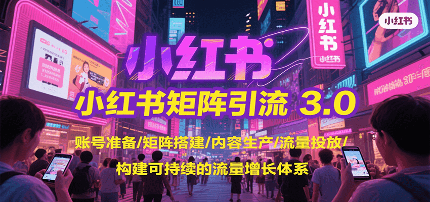 小红书矩阵引流3.0,账号准备/矩阵搭建/内容生产/流量投放/构建可持续的流量增长体系-董叔项目网