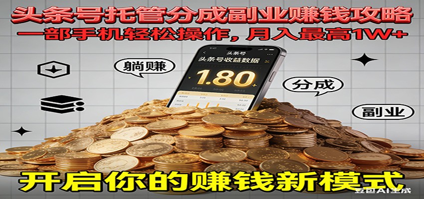 全程托管今日头条,一部手机就可以开干,最高躺赚1W+-董叔项目网