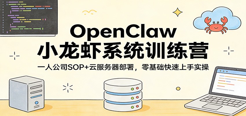 OpenClaw小龙虾系统训练营：一人公司SOP，云服务器部署，零基础快速上手实操-董叔项目网