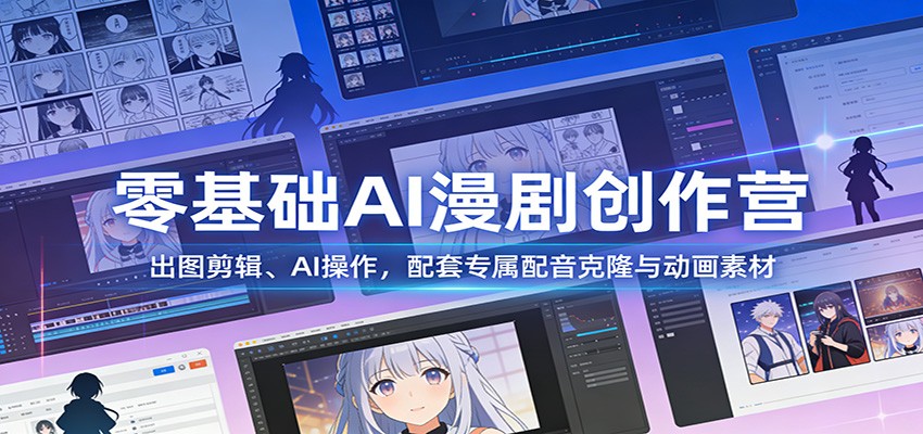 零基础AI漫剧创作营:出图剪辑、AI操作,配套专属配音克隆与动画素材-董叔项目网