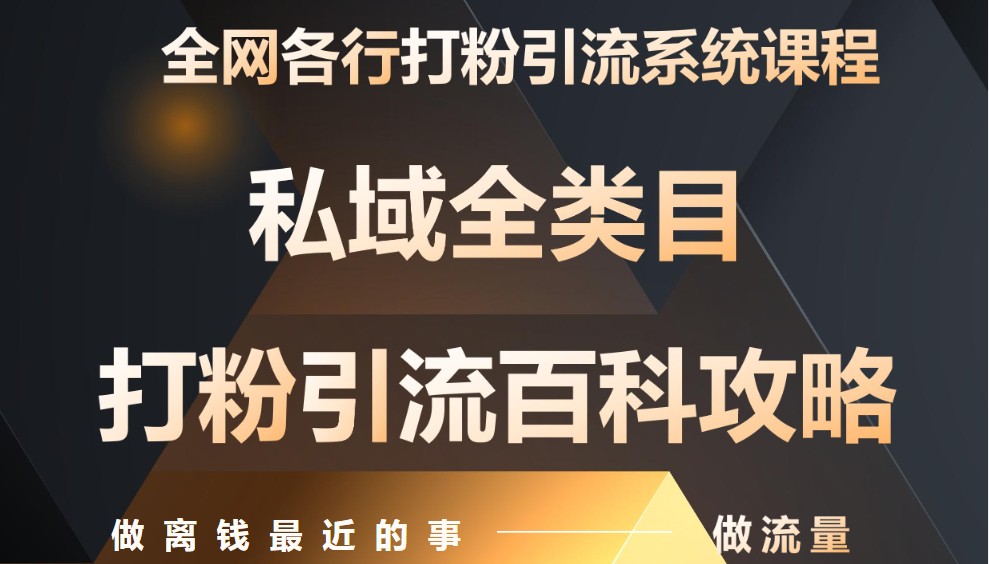 月入9万：全网唯一私域打粉引流神课，零基础手把手带你引流变现-董叔项目网
