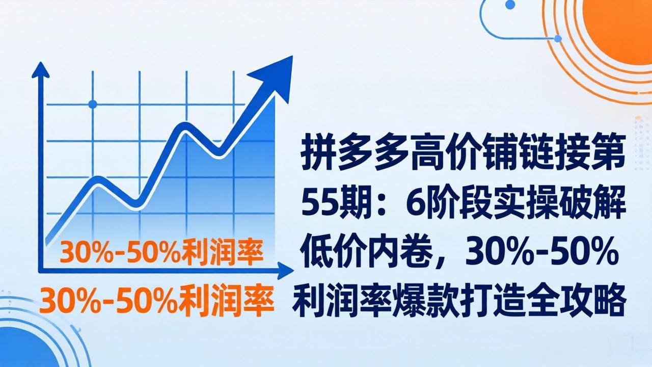 拼多多高价铺链接第55期：6阶段实操破解低价内卷，30%-50%利润率爆款打造全攻略-董叔项目网
