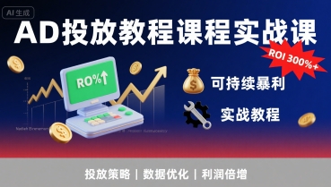 AD投放教程课程实战课，实现广告ROI300%+可持续暴利-董叔项目网