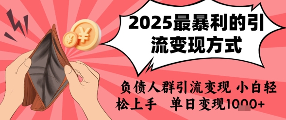 2025年最暴利的引流变现方式，负债人群引流变现，小白轻松上手，日入1k-董叔项目网