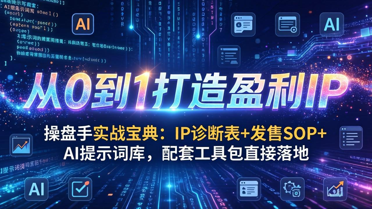 操盘手实战宝典：IP诊断表+发售SOP+AI提示词库，配套工具包直接落地，从0到1打造盈利IP-董叔项目网