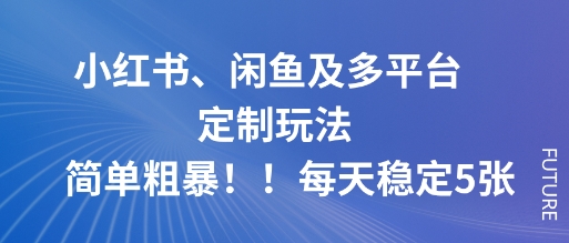 小红书、闲鱼及多平台定制玩法简单粗暴！每天稳定5张-董叔项目网