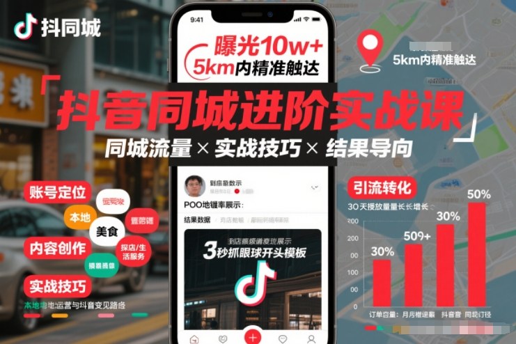 抖音同城进阶实战课，助你同城流量拿到结果-董叔项目网