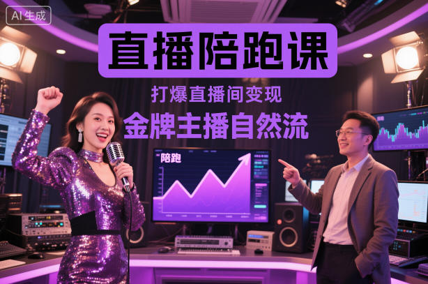 直播陪跑课,金牌主播自然流打爆直播间,复制高变现玩法-董叔项目网