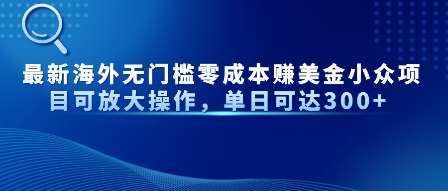 最新海外无门槛零成本赚美金小众项目可放大操作，单日可达300+-董叔项目网