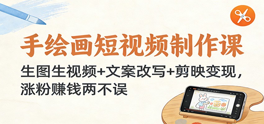 手绘画短视频制作课：生图生视频+文案改写+剪映变现，涨粉赚钱两不误-董叔项目网