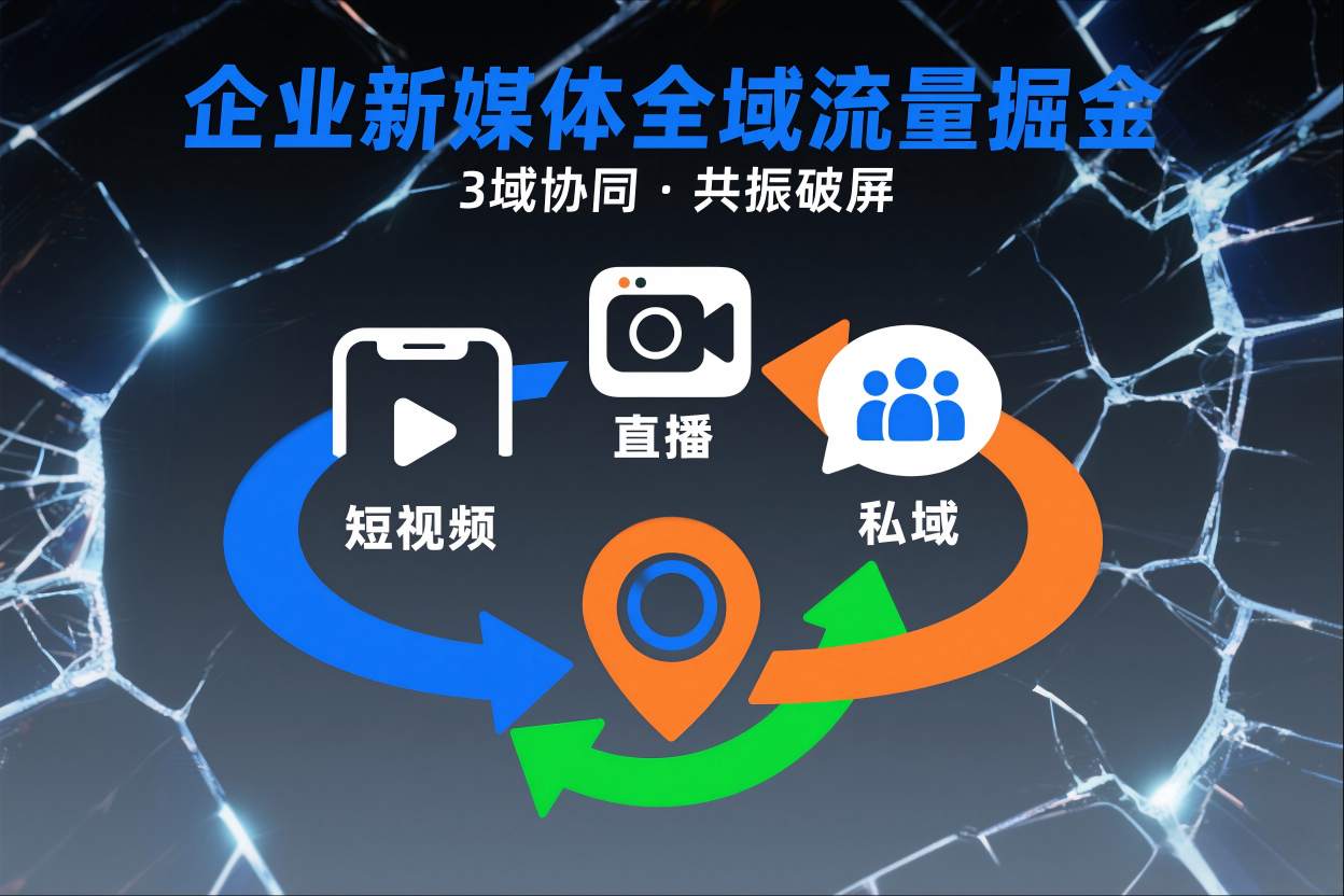 短视频全域商业模式，企业新媒体全域流量掘金，3域协同，共振破屏，短视频-直播-私域-地域-董叔项目网