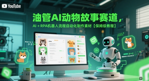 油管AI动物故事赛道，AI+RPA机器人流程自动化制作素材【保姆级教程】-董叔项目网