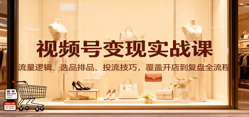 视频号变现实战课：流量逻辑、选品排品、投流技巧，覆盖开店到复盘全流程-董叔项目网