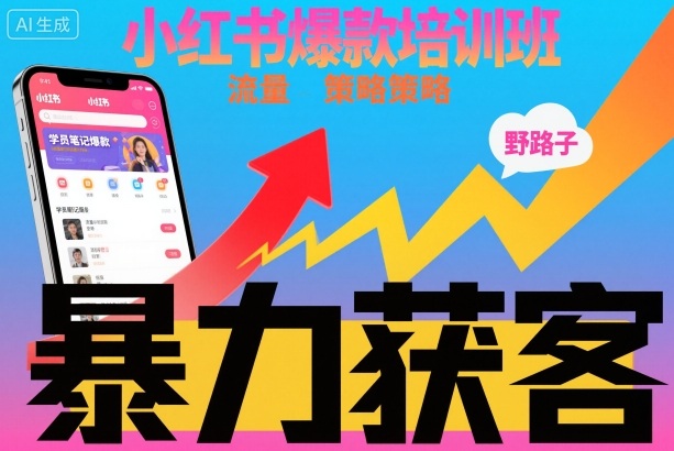 小红书爆款培训班，小红书获客野路子流量打法，暴力持续获客-董叔项目网